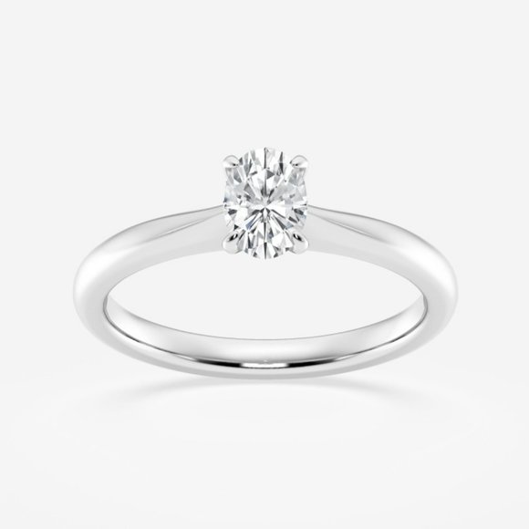 1/2 ctw Oval Lab Grown Diamond Petite Solitaire Engagement Ring - Picture 1 of 7